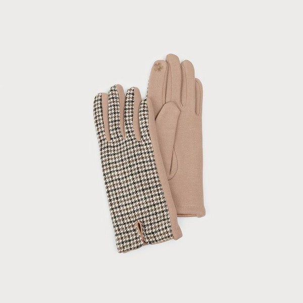 Camel Houndstooth Gloves | Winter Outerwear | boogie + birdie
