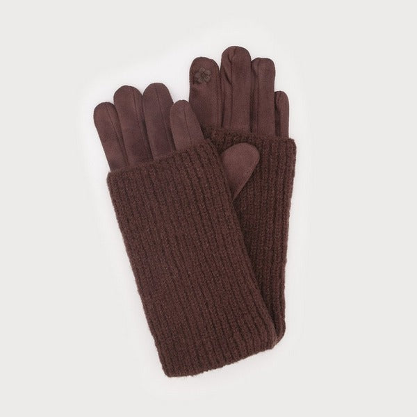 Milk Chocolate Ribbed Wrist Warmer Faux Suede Gloves (9010-CHO) | Winter Accessories | boogie + birdie