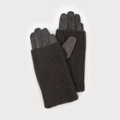 Dark Brown Ribbed Wrist Warmer Faux Suede Gloves (9010-DKG) | Winter Accessories | boogie + birdie