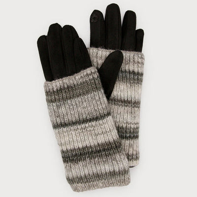 Black Striped Wrist Warmer Faux Suede Gloves | Winter Accessories | boogie + birdie