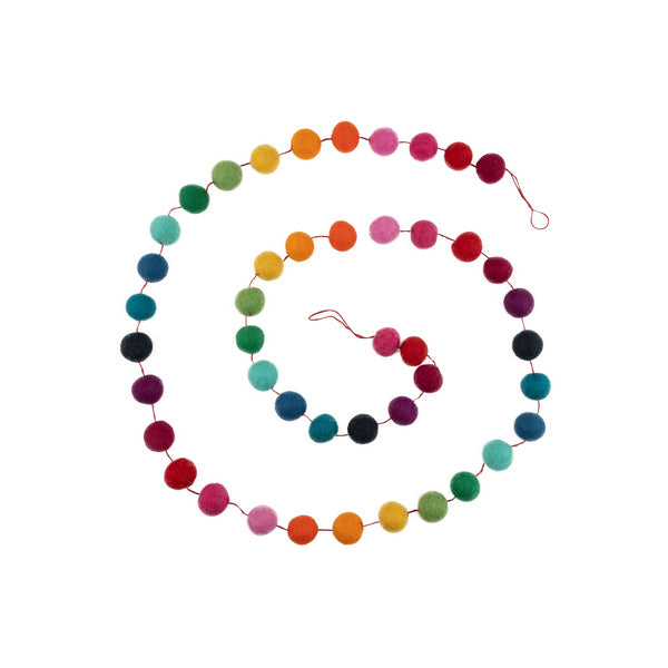 Multicoloured Pom Pom Felt Garland