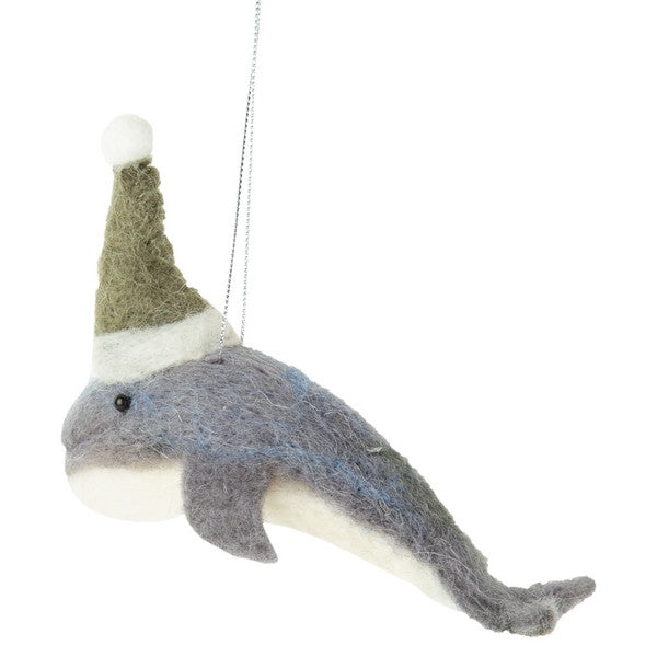 Orca with Santa Hat Felt Ornament | Holiday Decor | boogie + birdie

