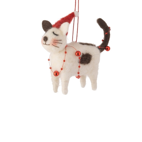 Cat in Antlers with Garland Felt Ornament | Holiday | boogie + birdie

