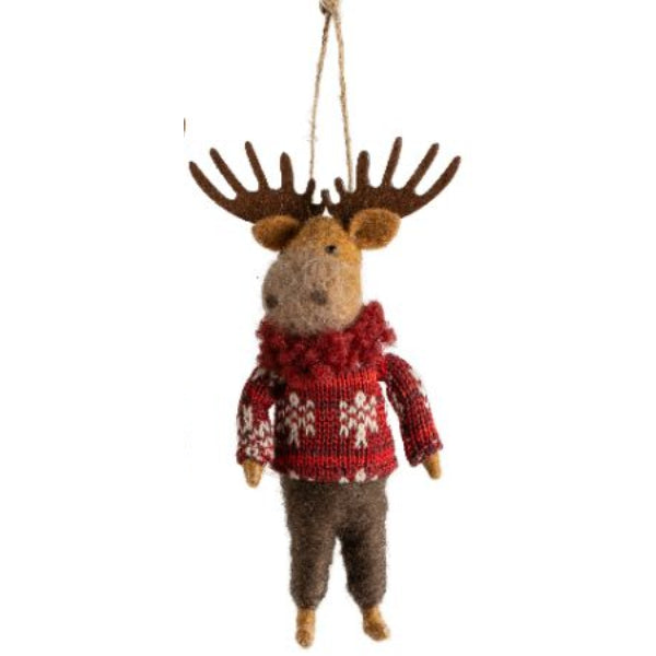 Moose in Red Sweater Felt Ornament | Holidays | boogie + birdie