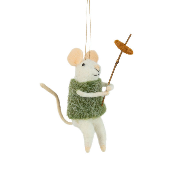 Mouse Roasting Hot Dog Felt Ornament