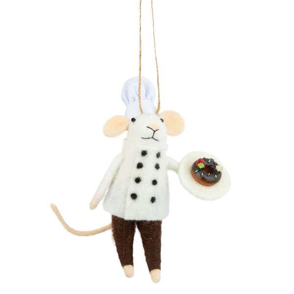 Mouse in Chef Jacket Felt Ornament | Holidays | boogie + birdie