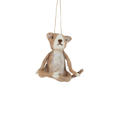 Brown Cat in Sitting Yoga Position Felt Ornament (A13659)
