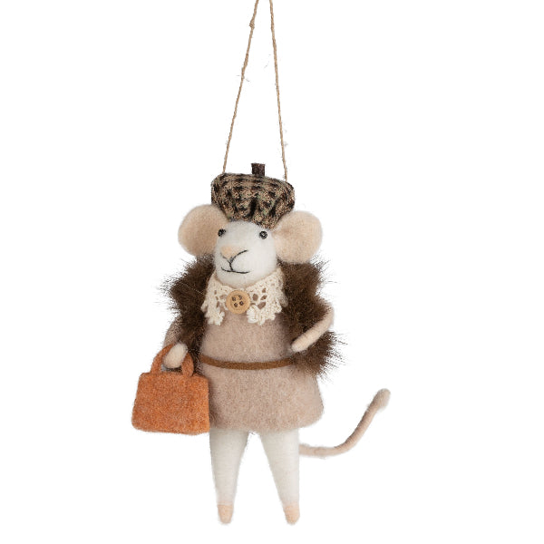 Mouse with Handbag Felt Ornament | Holidays | boogie + birdie