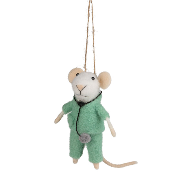 Mouse in Scrubs Felt Ornament | Holidays | boogie + birdie