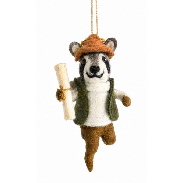 Hiking Raccoon Felt Ornament | Holidays | boogie + birdie

