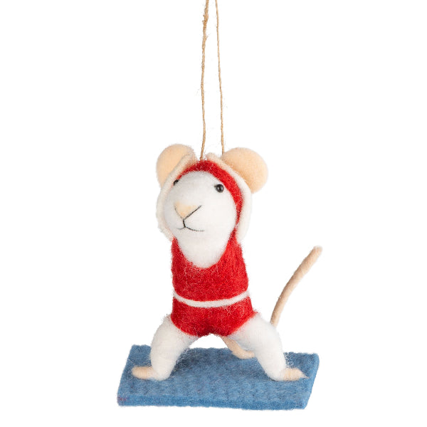 Mouse on Yoga Mat Felt Ornament | Holidays | boogie + birdie