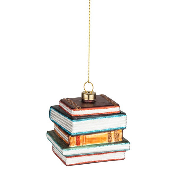 Book Stack Glass Ornament | Holiday | boogie + birdie