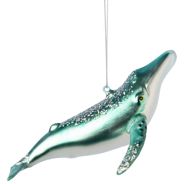 Glittered Whale Glass Ornament | Holiday Ornaments | boogie + birdie