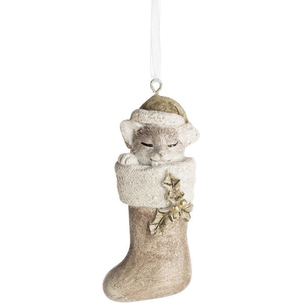 Kitty in Christmas Hat Resin Ornament | Holiday | boogie + birdie