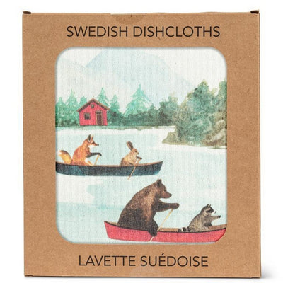 Animals in Canoe Swedish Dishcloth | Kitchen Textiles | boogie + birdie