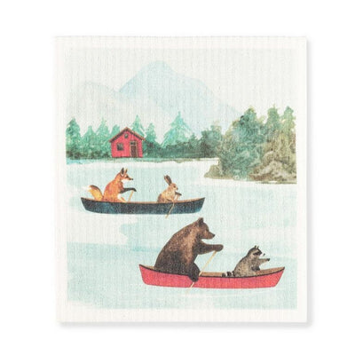 Animals in Canoe Swedish Dishcloth | Kitchen Textiles | boogie + birdie