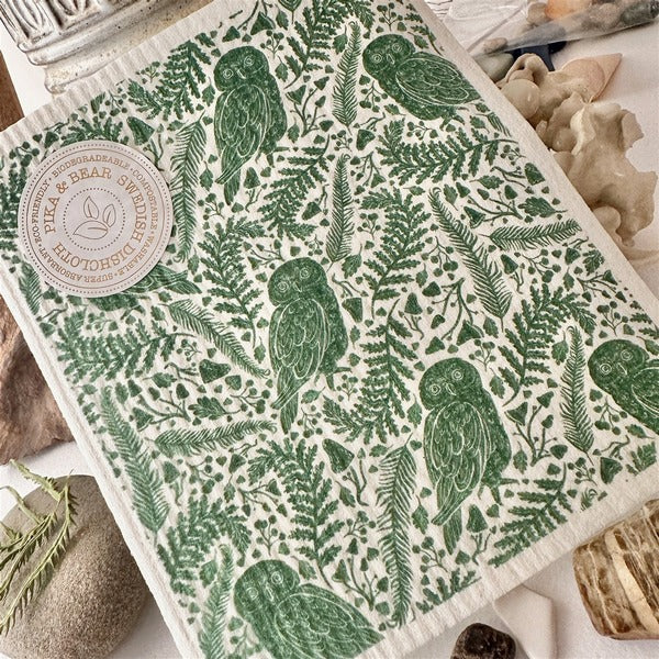 Archimedes Owl Swedish Dishcloth (SD23ARCHIM) | Pika & Bear | boogie + birdie