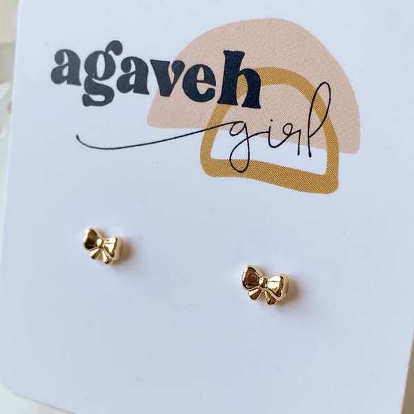 Gold Baby Bows Stud Earrings (BAB-BOW-20) | Agaveh Girl | boogie + birdie