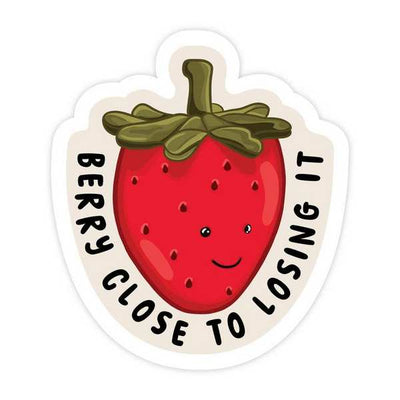 Close to Losing it Strawberry Vinyl Sticker | Simple Whimsy | boogie + birdie