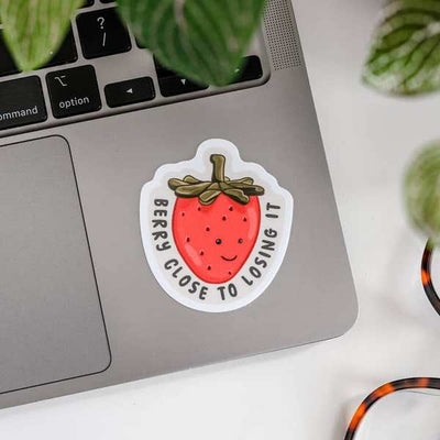 Close to Losing it Strawberry Vinyl Sticker | Simple Whimsy | boogie + birdie