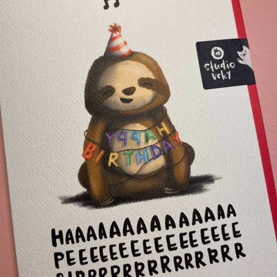 Sloth Sings Birthday Card (HB030) | studio vcky | boogie + birdie