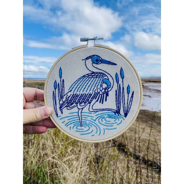 Blue Heron Embroidery Kit | Hook, Line & Tinker | boogie + birdie

