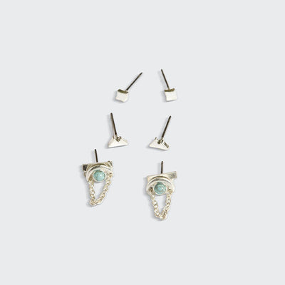Silver Mountain Blue Howlite Stud Trio Earrings (JQ005) | Scout | boogie + birdie