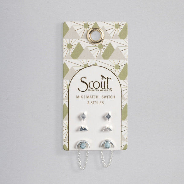 Silver Mountain Blue Howlite Stud Trio Earrings (JQ005) | Scout | boogie + birdie