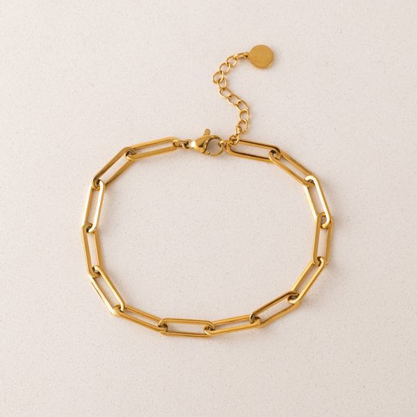 Gold Waterproof Bold Paperclip Bracelet (3WP-FA25022-GLD) | Lover's Tempo | boogie + birdie