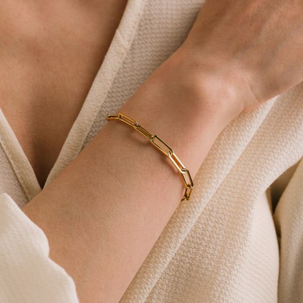 Gold Waterproof Bold Paperclip Bracelet (3WP-FA25022-GLD) | Lover's Tempo | boogie + birdie