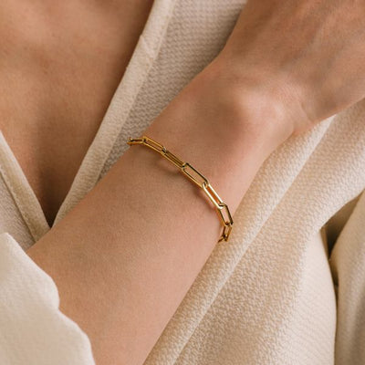 Gold Waterproof Bold Paperclip Bracelet (3WP-FA25022-GLD) | Lover's Tempo | boogie + birdie