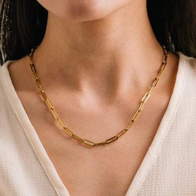 Gold Waterproof Bold Paperclip Necklace (2WP_FA25002-GLD) | Lover’s Tempo | boogie + birdie