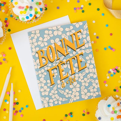 Bonne Fete Floral Birthday Card | Carabara Designs | boogie + birdie