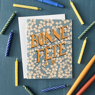 Bonne Fete Floral Birthday Card | Carabara Designs | boogie + birdie