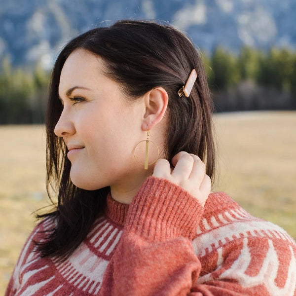 Brass Circle with Bar Drop Earrings | whitebirch handmade | boogie + birdie