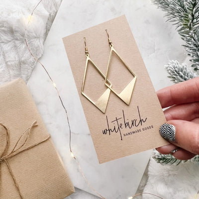 Brass Cut-out Diamond Drop Earrings | whitebirch handmade | boogie + birdie