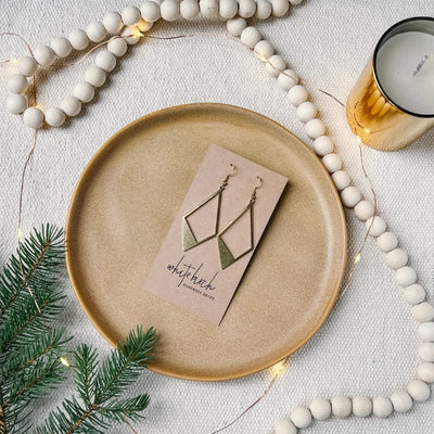 Brass Cut-out Diamond Drop Earrings | whitebirch handmade | boogie + birdie