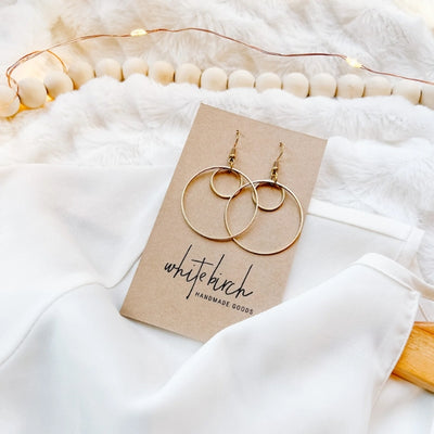 Brass Double Circle Drop Earrings | whitebirch handmade | boogie + birdie