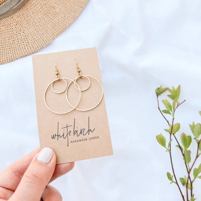 Brass Double Circle Drop Earrings | whitebirch handmade | boogie + birdie