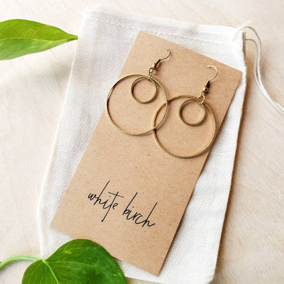 Brass Double Circle Drop Earrings | whitebirch handmade | boogie + birdie