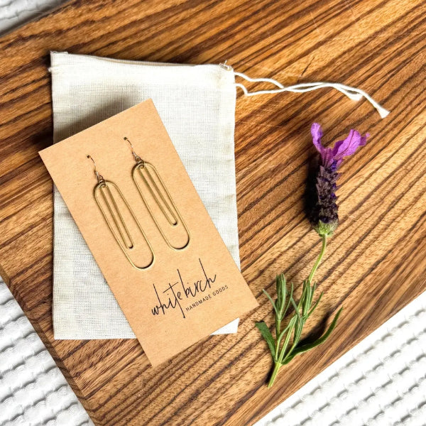 Brass Large Double Oval Drop Earrings | whitebirch handmade | boogie + birdie