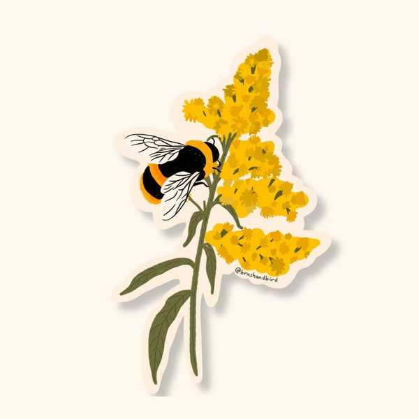 Bumblebee on Goldenrod Sticker | Brush + Bird Paper Co. | boogie + birdie