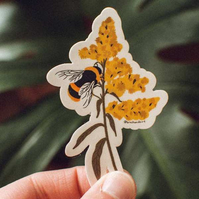Bumblebee on Goldenrod Sticker | Brush + Bird Paper Co. | boogie + birdie