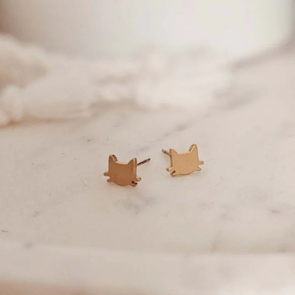 Gold Cats Stud Earrings | Mimi & August | boogie + birdie