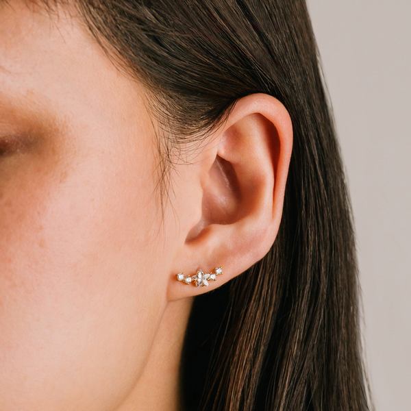 Gold Stargazer Clear Climber Earrings (1FA25004-CLR) | Lover's Tempo | boogie + birdie