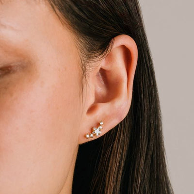 Gold Stargazer Clear Climber Earrings (1FA25004-CLR) | Lover's Tempo | boogie + birdie