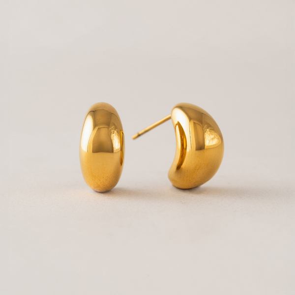 Gold Waterproof Crest Dome Hoop Earring (1WP-FA25002-GLD) | Lover’s Tempo | boogie + birdie