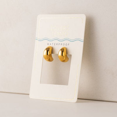 Gold Waterproof Crest Dome Hoop Earring (1WP-FA25002-GLD) | Lover’s Tempo | boogie + birdie
