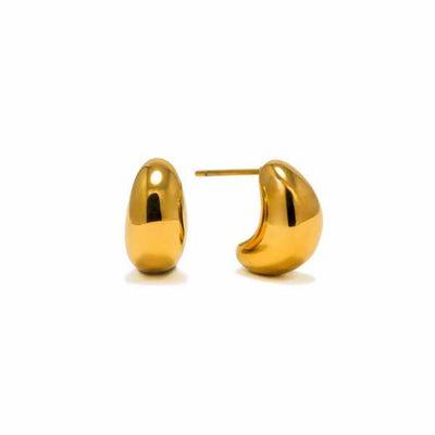 Gold Waterproof Crest Dome Hoop Earring (1WP-FA25002-GLD) | Lover’s Tempo | boogie + birdie