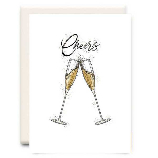 Cheers Champagne Flutes Wedding Card | Inkwell Cards | boogie + birdie